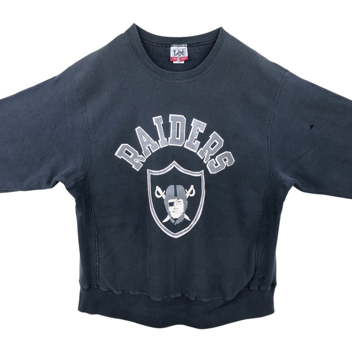 90'S Lee NFL Oakland Raiders Print Sweatshirt, Made in USA, Men's XL (approx.) Vintage cotton black type Vintage Second Hand
