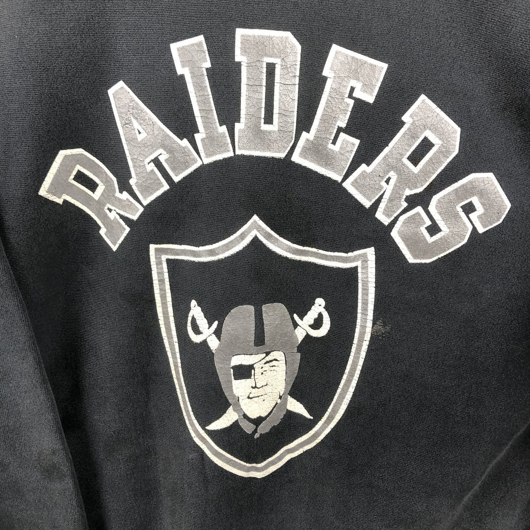 90'S Lee NFL Oakland Raiders Print Sweatshirt, Made in USA, Men's XL (approx.) Vintage cotton black type Vintage Second Hand
