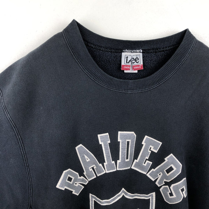 90'S Lee NFL Oakland Raiders Print Sweatshirt, Made in USA, Men's XL (approx.) Vintage cotton black type Vintage Second Hand