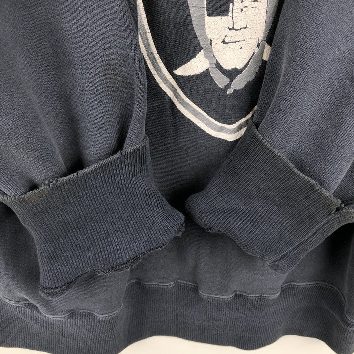 90'S Lee NFL Oakland Raiders Print Sweatshirt, Made in USA, Men's XL (approx.) Vintage cotton black type Vintage Second Hand