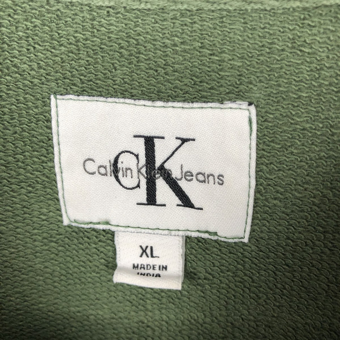 Calvin Klein JEANS printed sweatshirt, men's size XL (approx.) cotton Green type dark green Vintage Second Hand
