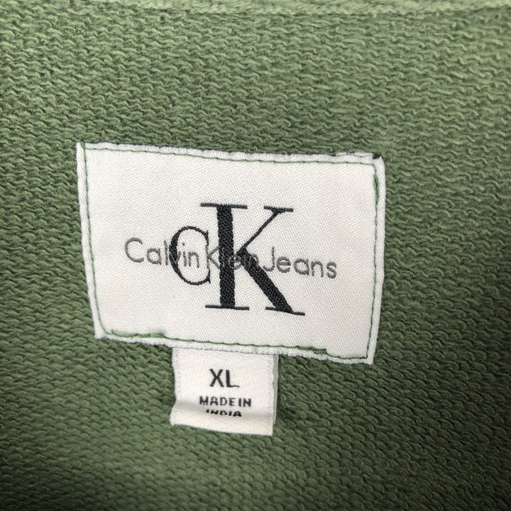 Calvin Klein JEANS printed sweatshirt, men's size XL (approx.) cotton Green type dark green Vintage Second Hand