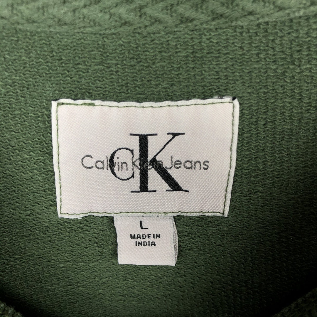 Calvin Klein JEANS printed sweatshirt, men's size L (approx.) cotton Green type dark green Vintage Second Hand