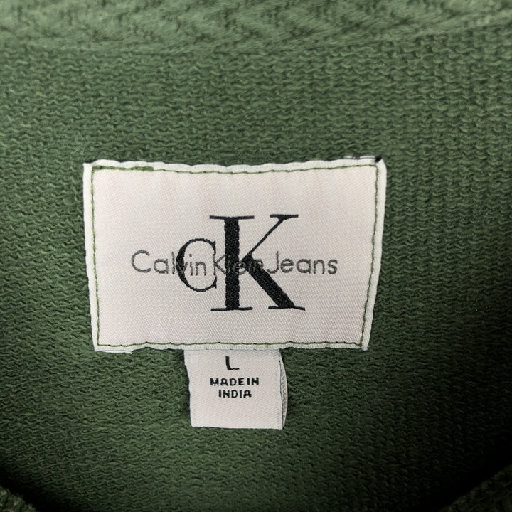 Calvin Klein JEANS printed sweatshirt, men's size L (approx.) cotton Green type dark green Vintage Second Hand