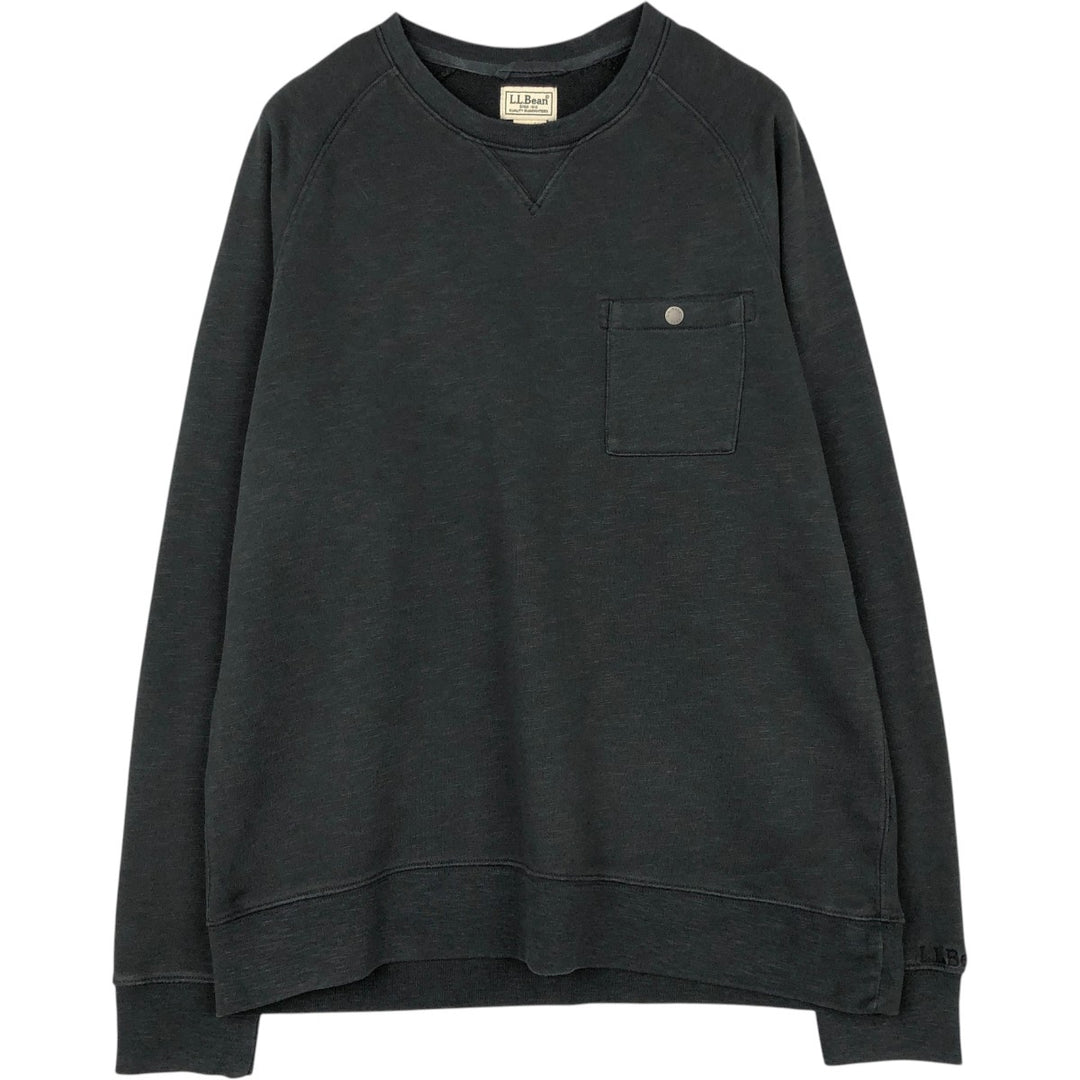LLBean printed sweatshirt, men's size L (approx.) cotton black type Vintage Second Hand