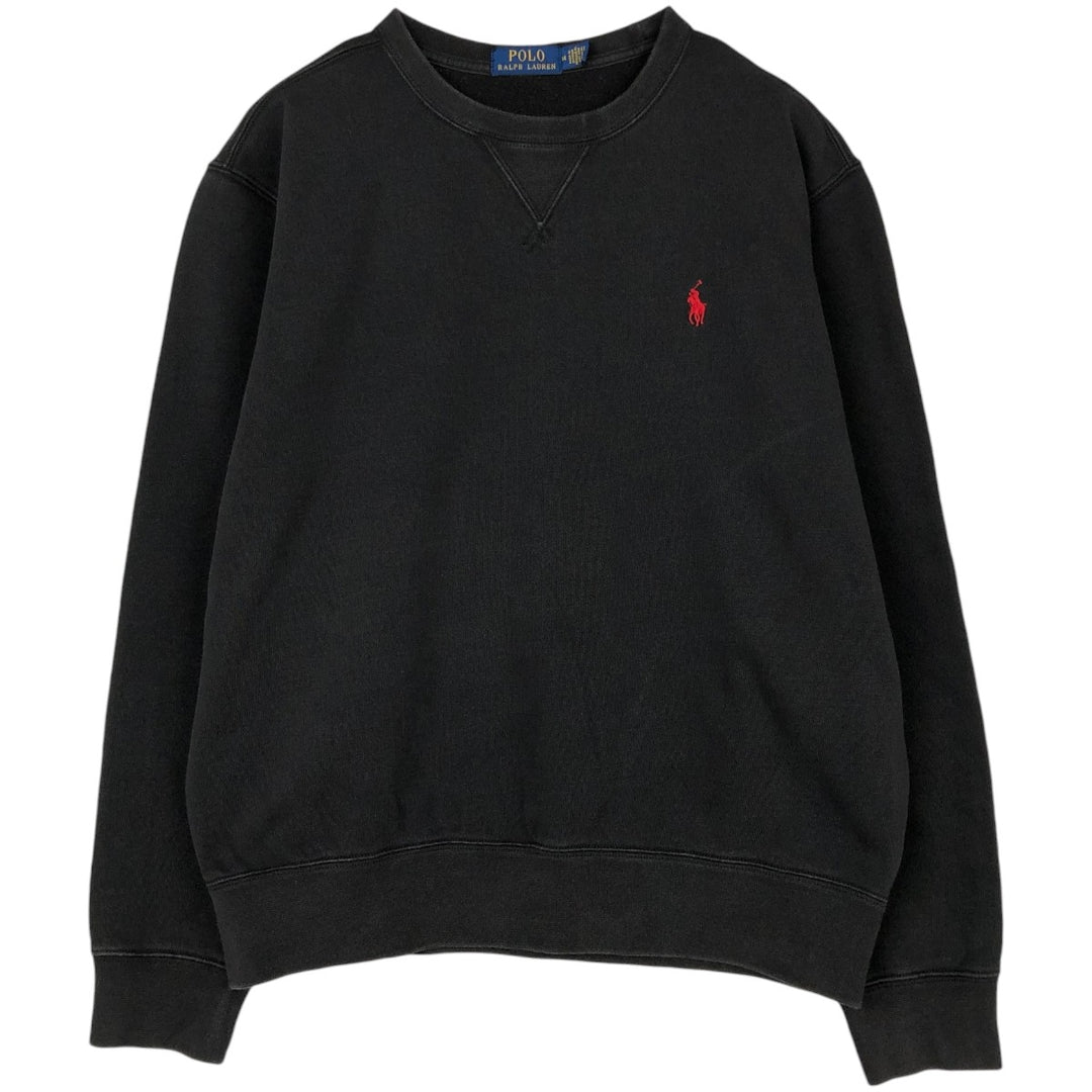 Ralph Lauren POLO RALPH LAUREN One-point logo sweatshirt, sweatshirt, men's M size cotton black type Vintage Second Hand
