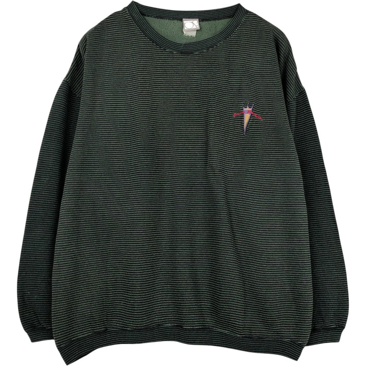Ocean Pacific Border Pattern One-Point Logo Sweatshirt, Men's XL Equivalent, Vintage unclear Green type dark green Vintage Second Hand