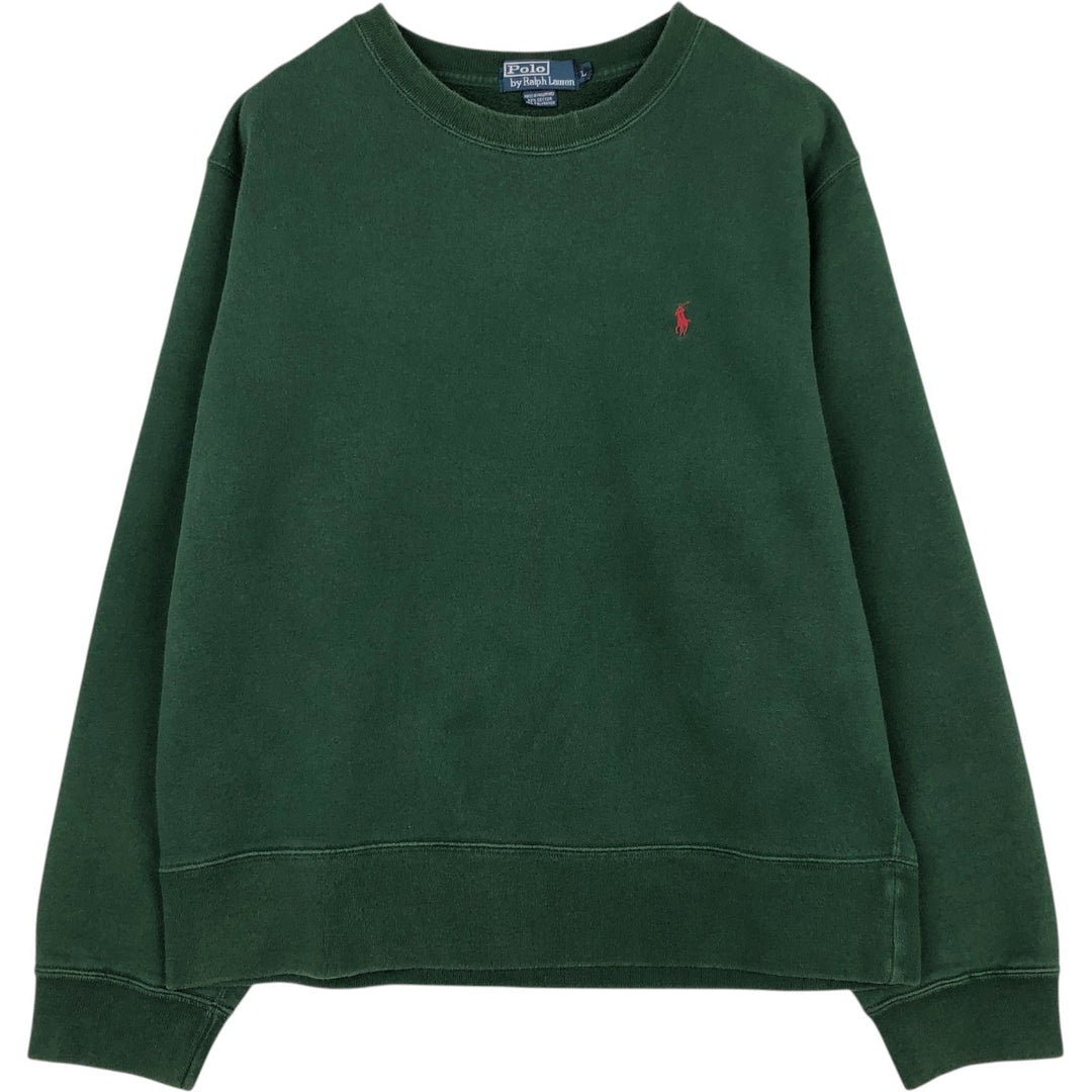 Ralph Lauren POLO by Ralph Lauren One Point Logo Sweatshirt Trainer Men's L size cotton green type Vintage Second Hand