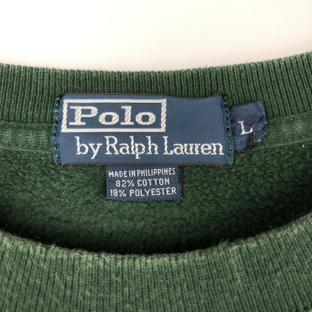 Ralph Lauren POLO by Ralph Lauren One Point Logo Sweatshirt Trainer Men's L size cotton green type Vintage Second Hand