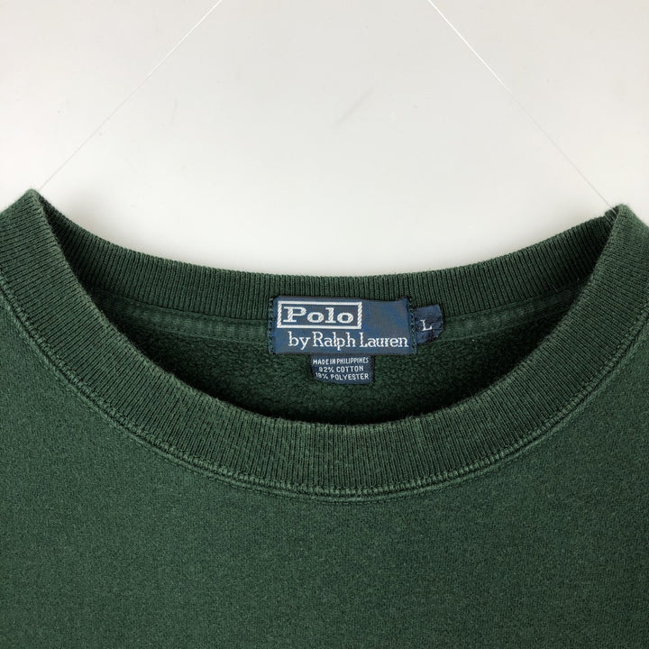 Ralph Lauren POLO by Ralph Lauren One Point Logo Sweatshirt Trainer Men's L size cotton green type Vintage Second Hand