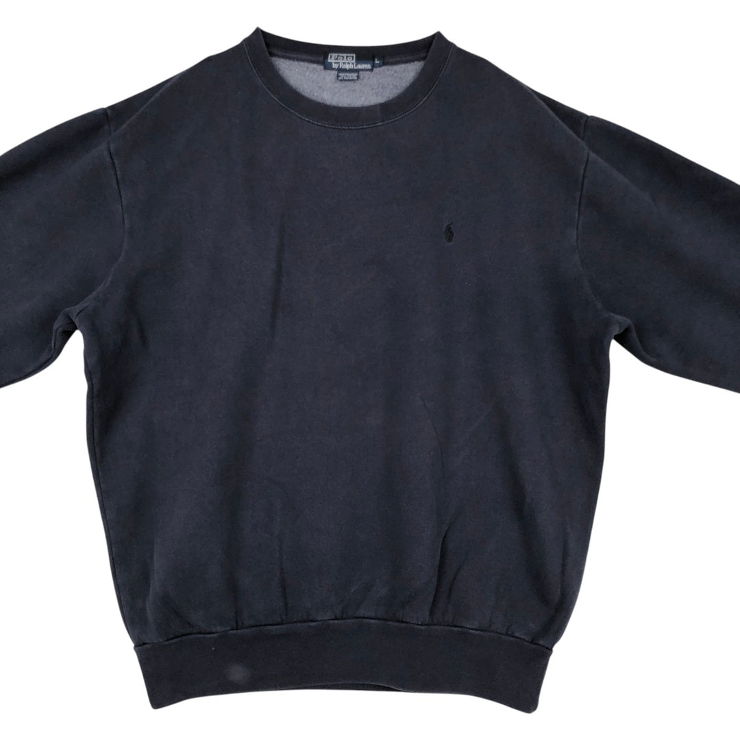 Ralph Lauren POLO by Ralph Lauren plain blank sweatshirt, men's size L cotton navy blue type Vintage Second Hand