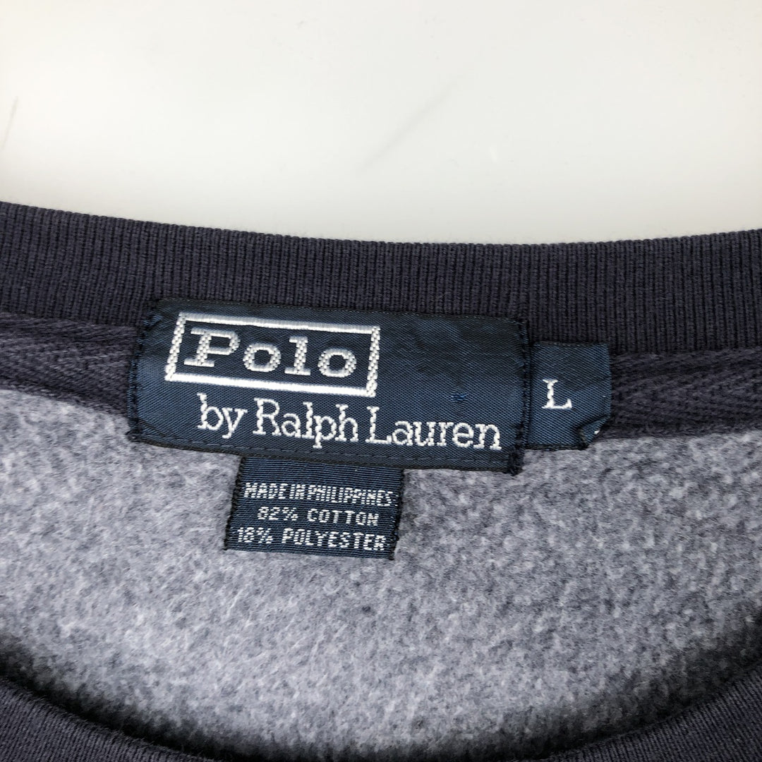 Ralph Lauren POLO by Ralph Lauren plain blank sweatshirt, men's size L cotton navy blue type Vintage Second Hand