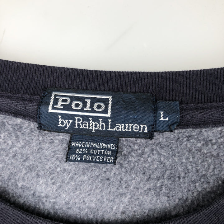 Ralph Lauren POLO by Ralph Lauren plain blank sweatshirt, men's size L cotton navy blue type Vintage Second Hand