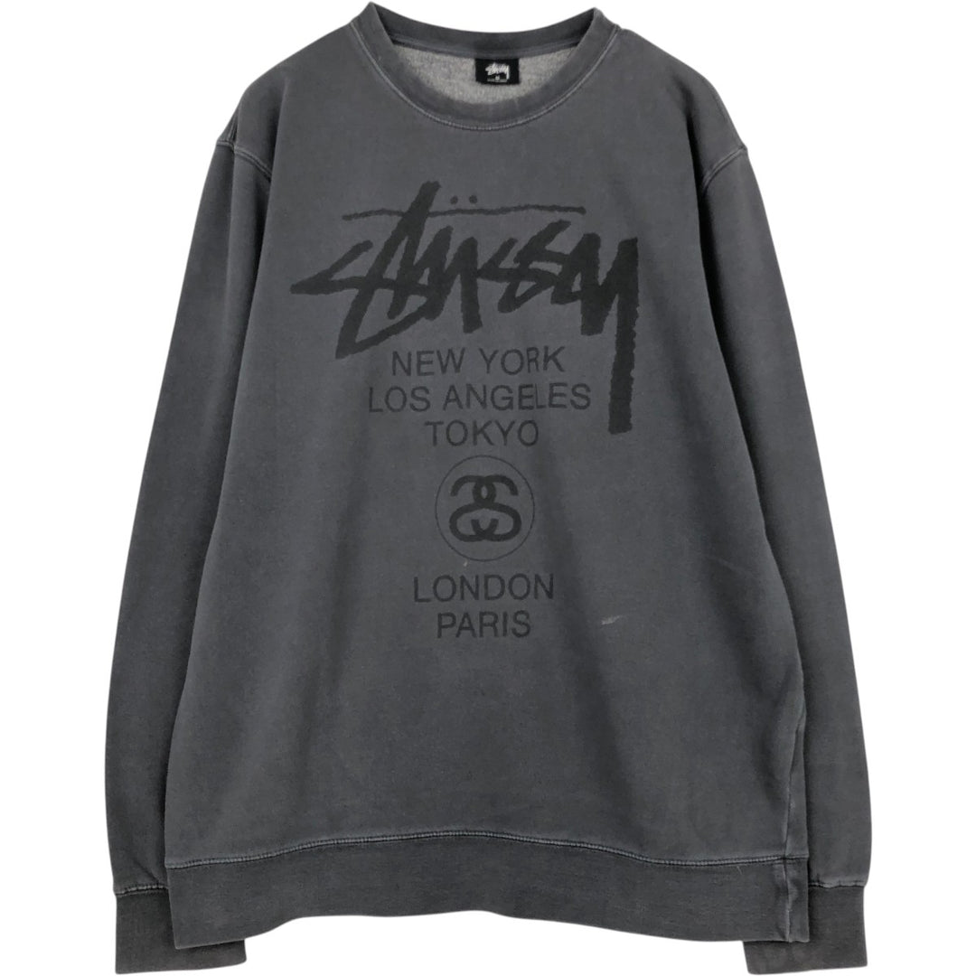 Stussy logo sweatshirt, size M, men's cotton Charcoal Vintage Second Hand
