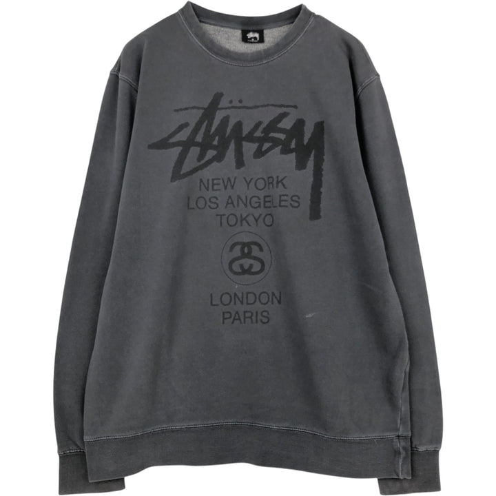 Stussy logo sweatshirt, size M, men's cotton Charcoal Vintage Second Hand