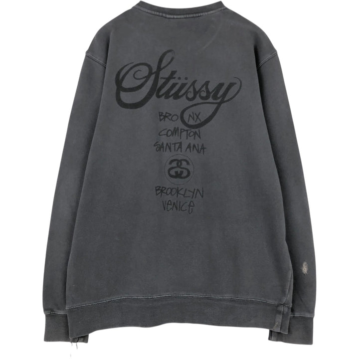 Stussy logo sweatshirt, size M, men's cotton Charcoal Vintage Second Hand