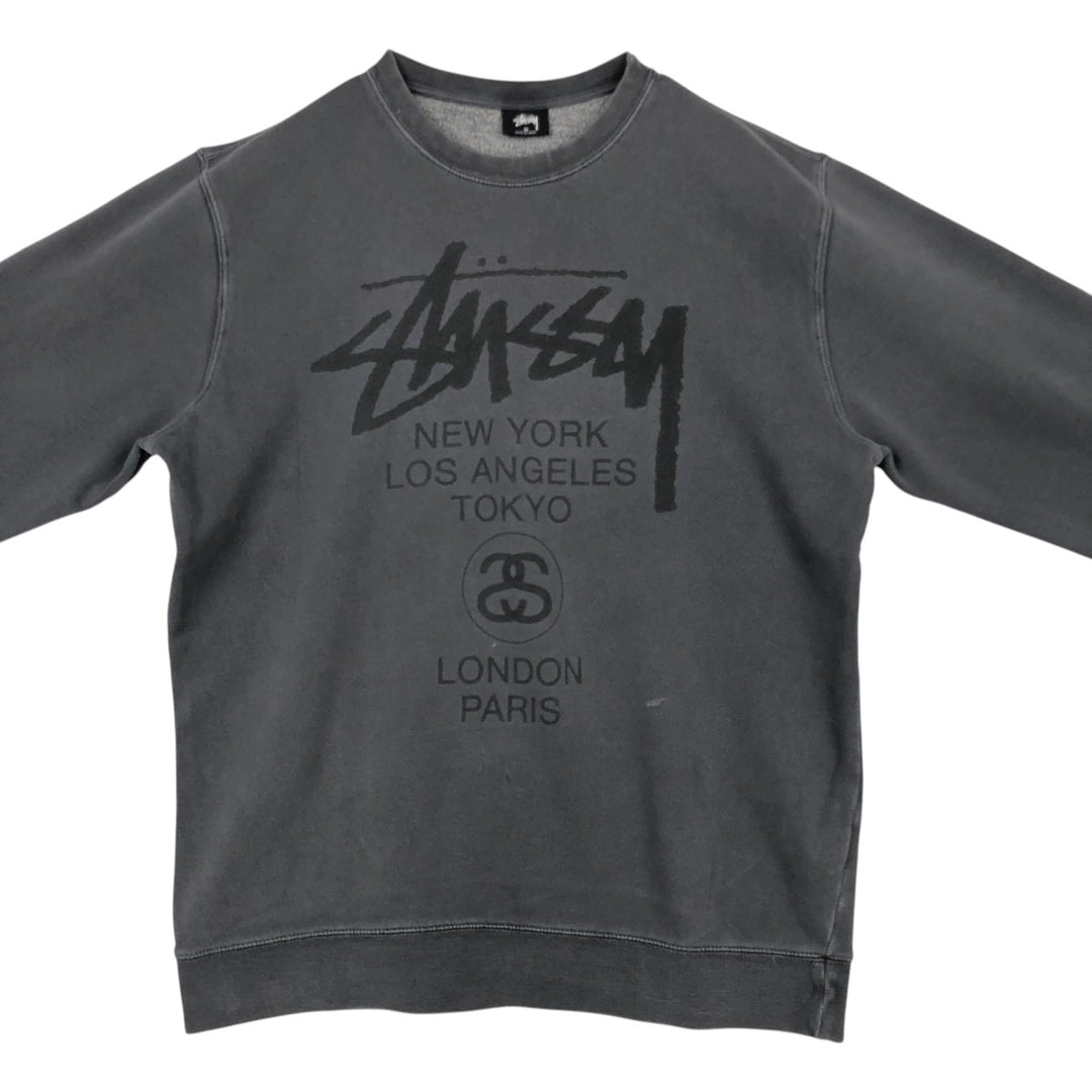 Stussy logo sweatshirt, size M, men's cotton Charcoal Vintage Second Hand