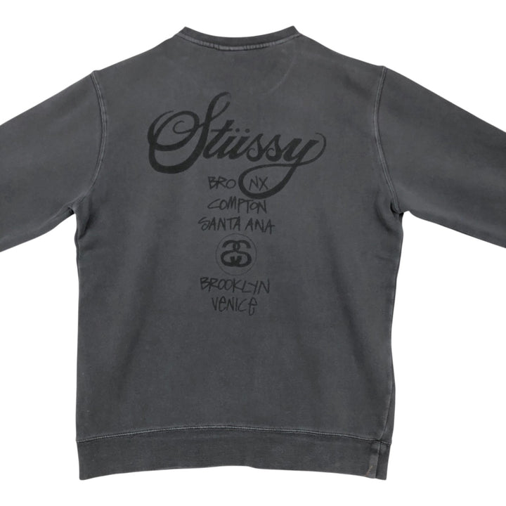 Stussy logo sweatshirt, size M, men's cotton Charcoal Vintage Second Hand
