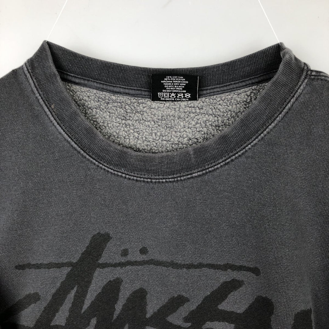 Stussy logo sweatshirt, size M, men's cotton Charcoal Vintage Second Hand