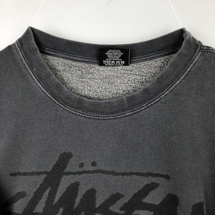 Stussy logo sweatshirt, size M, men's cotton Charcoal Vintage Second Hand