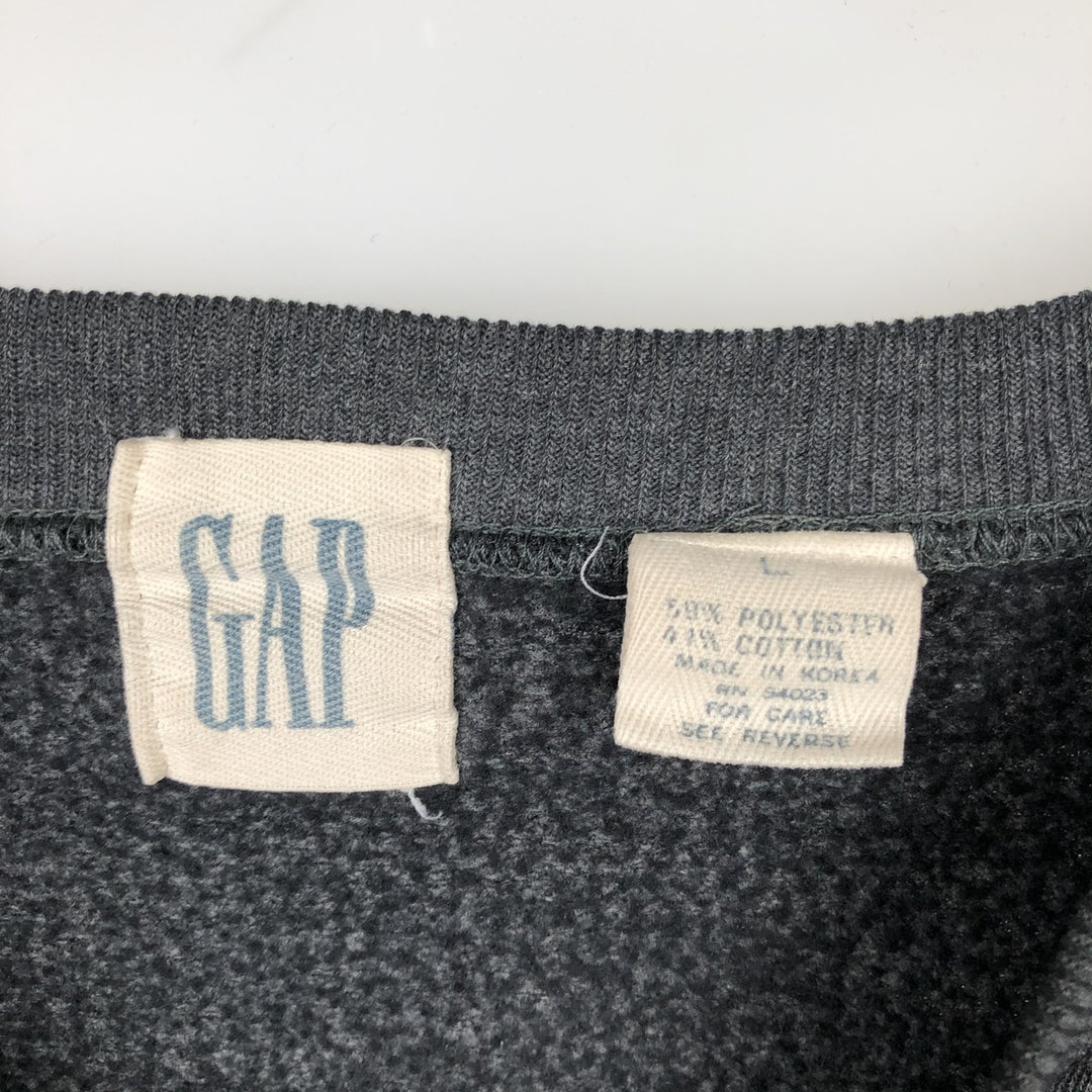 GAP Old Gap Plain Blank Sweatshirt (Men's Size L) polyester Charcoal Vintage Second Hand