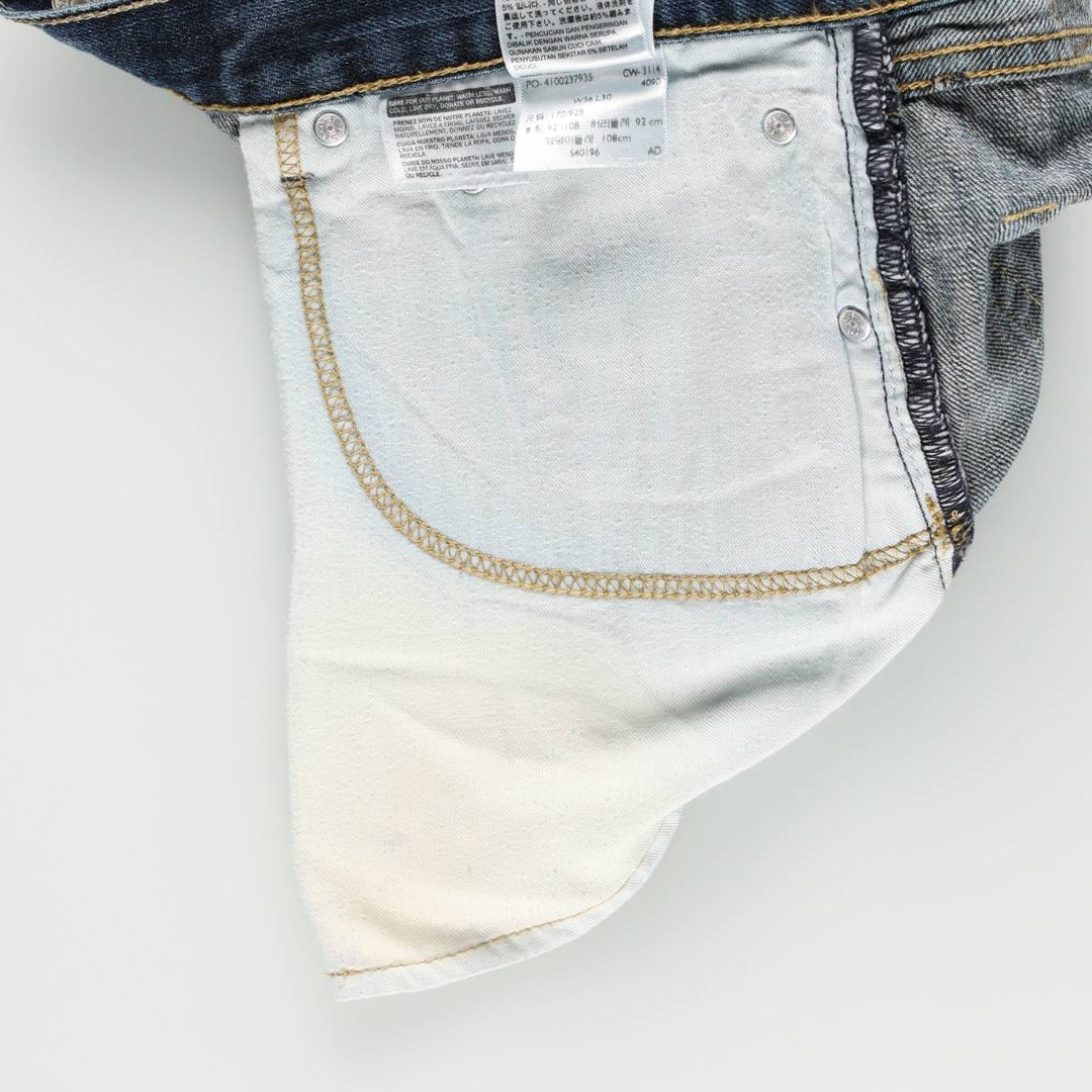 Levi's 505 tapered denim pants for men, size w36 cotton blue type Vintage Second Hand