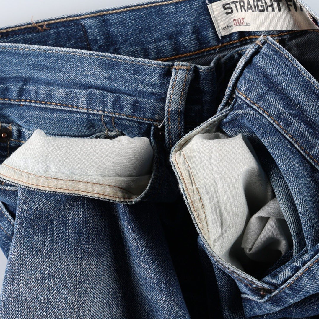 Levi's 505 STRAIGHT FIT tapered denim pants for men, size w34 cotton blue type Vintage Second Hand