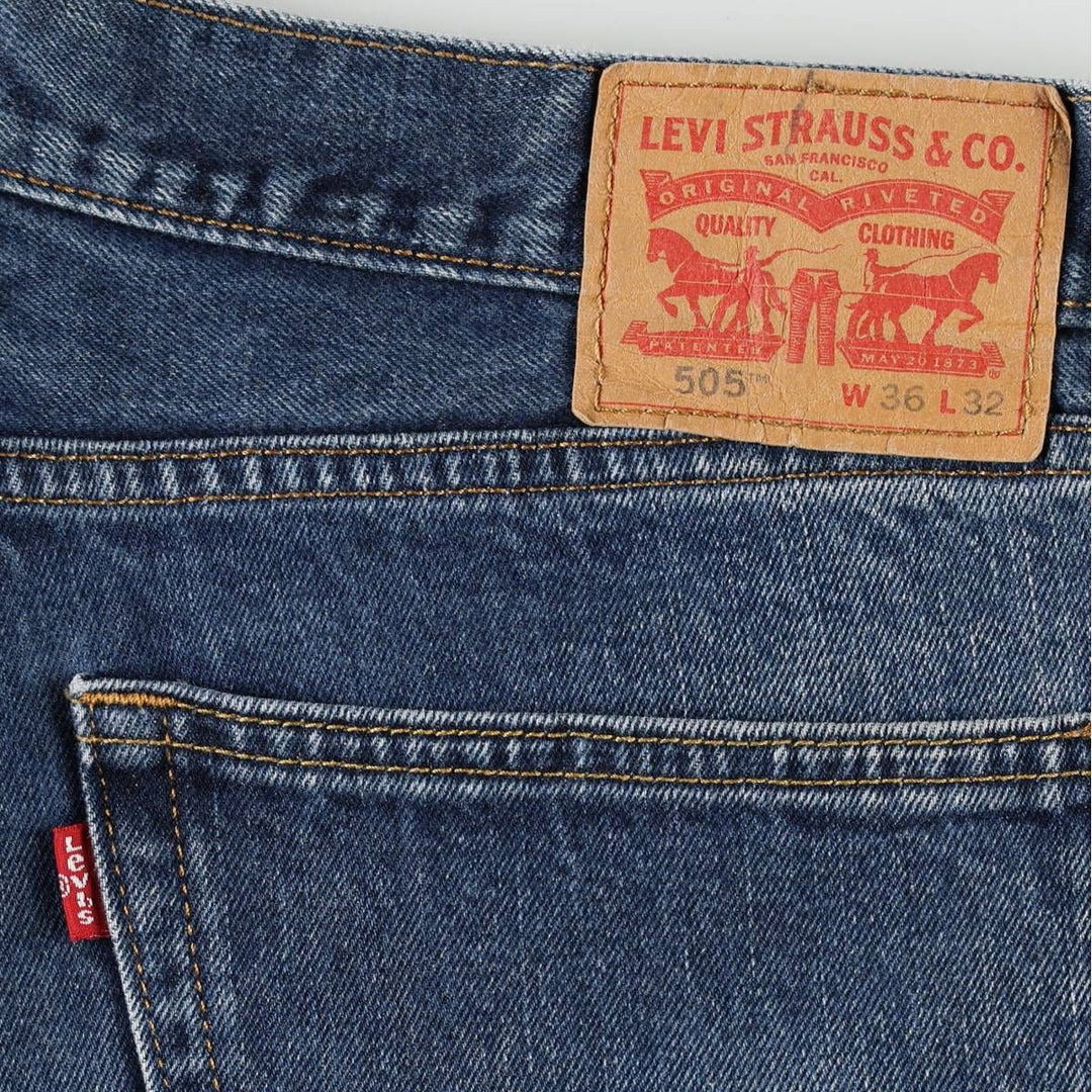 Levi's 505 tapered denim pants for men, size w37 cotton blue type Vintage Second Hand