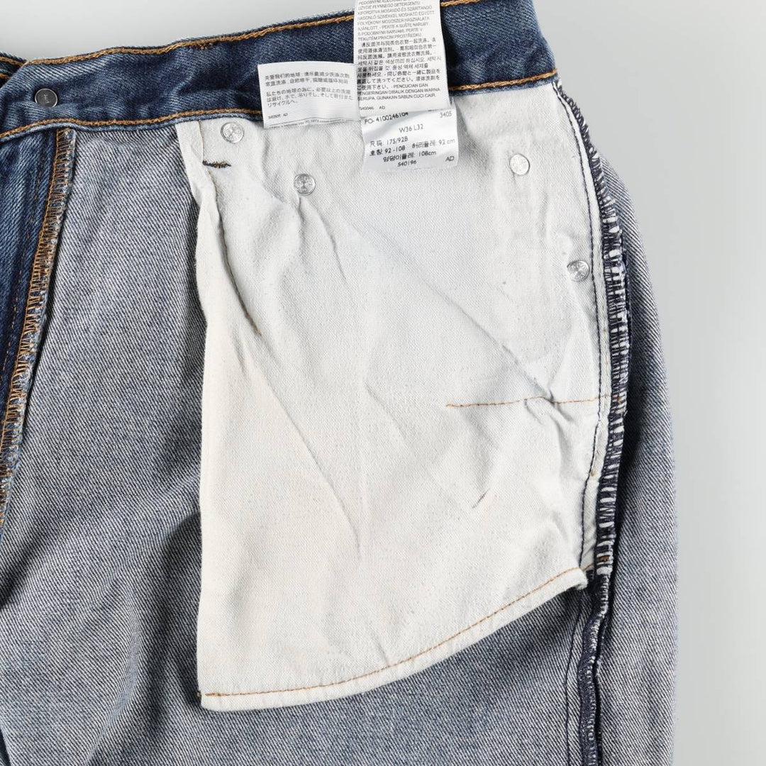 Levi's 505 tapered denim pants for men, size w37 cotton blue type Vintage Second Hand
