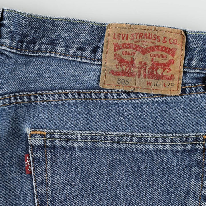 Levi's 505 tapered denim pants for men, size w36 cotton blue type Vintage Second Hand