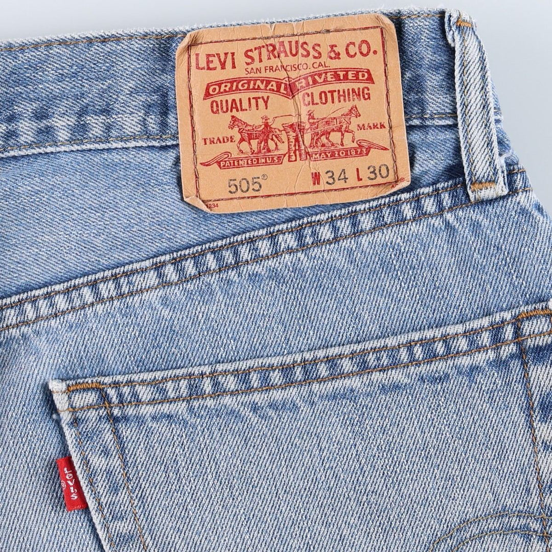 Levi's 505 STRAIGHT FIT tapered denim pants for men, size w34 cotton blue type Vintage Second Hand