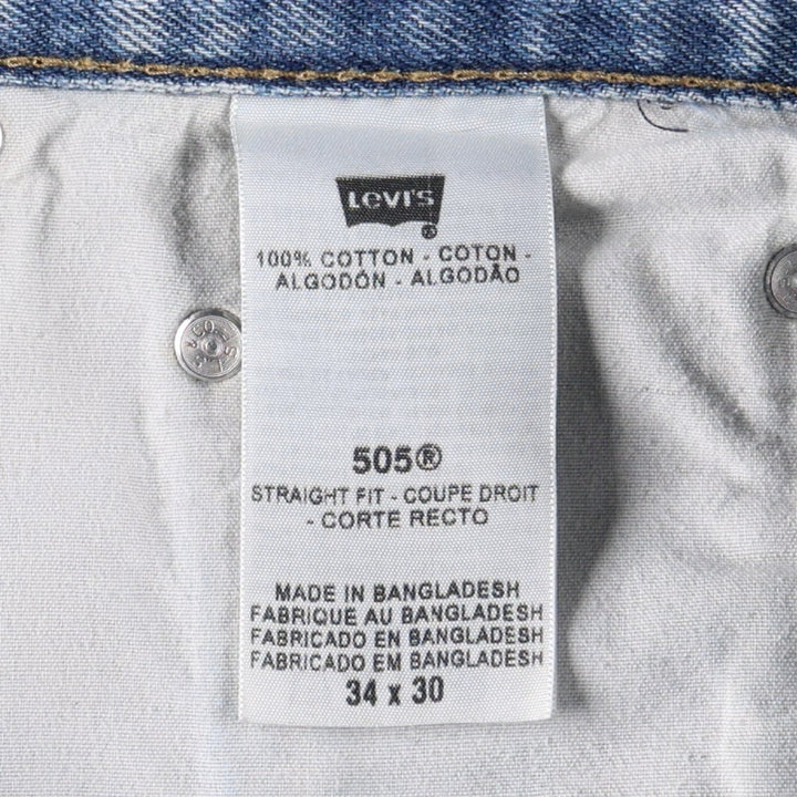 Levi's 505 STRAIGHT FIT tapered denim pants for men, size w34 cotton blue type Vintage Second Hand