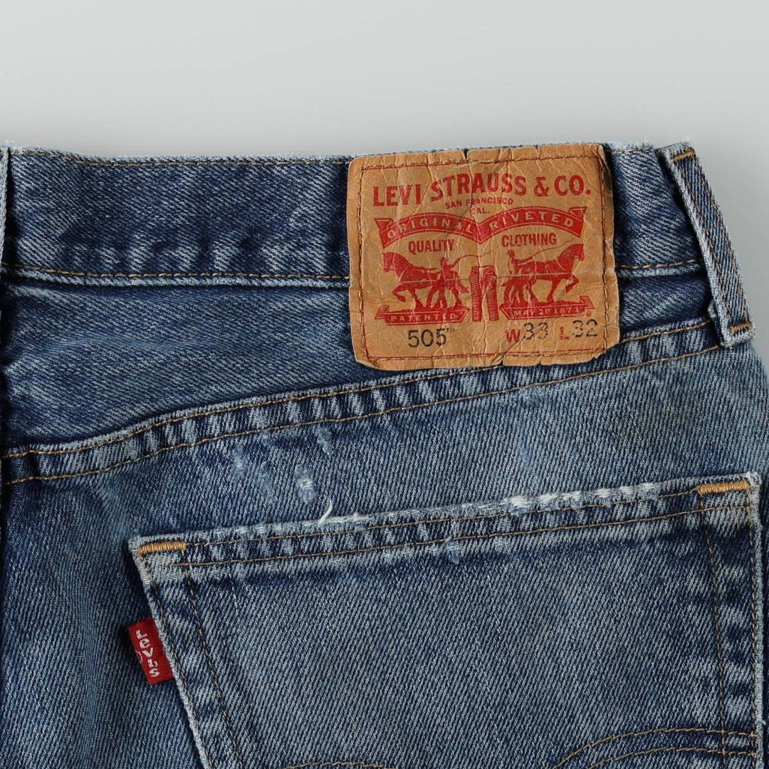 Levi's 505 tapered denim pants for men, size W33 cotton blue type Vintage Second Hand