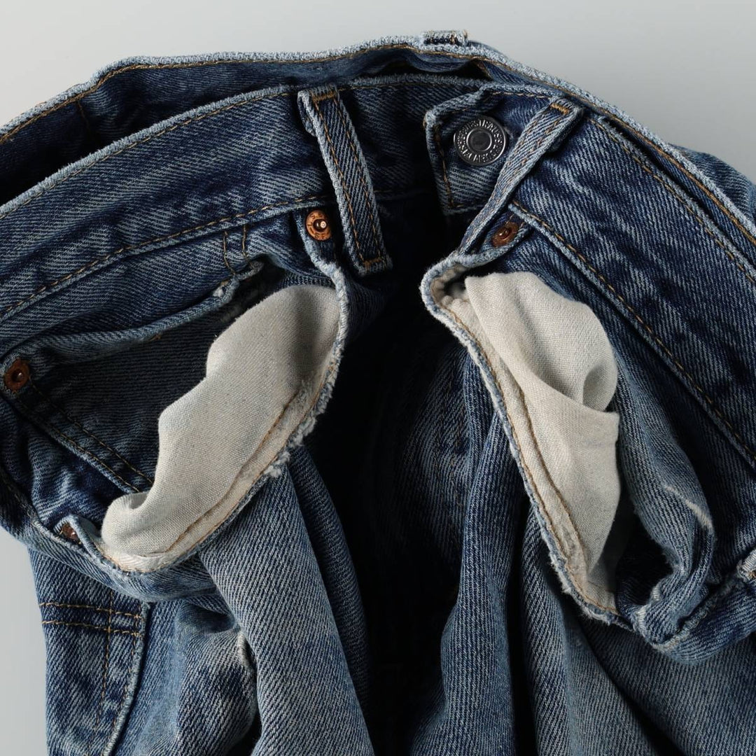 Levi's 505 tapered denim pants for men, size W33 cotton blue type Vintage Second Hand