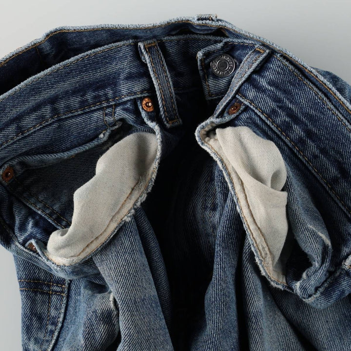 Levi's 505 tapered denim pants for men, size W33 cotton blue type Vintage Second Hand