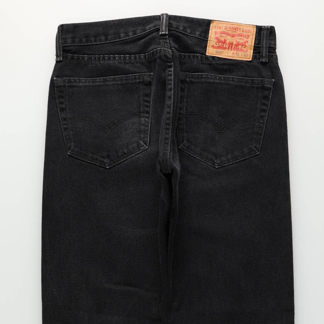 Levi's 00505-0260 Black Denim Tapered Denim Pants, Men's Size W31 (approx.) cotton black type Vintage Second Hand
