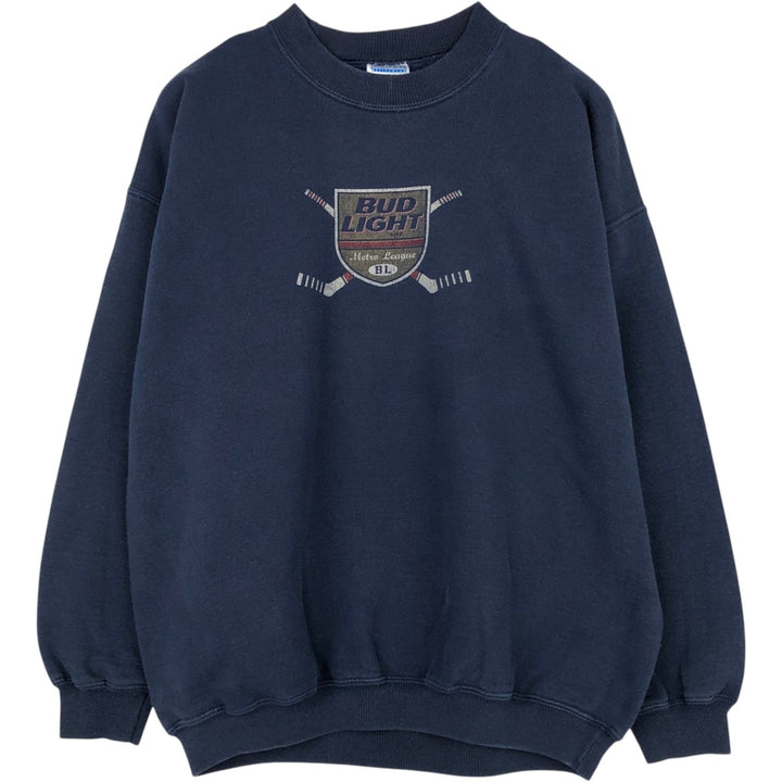2000'S Gildan Bud Light Advertising Sweatshirt, Men's Size XL (approx.) cotton navy blue type Vintage Second Hand