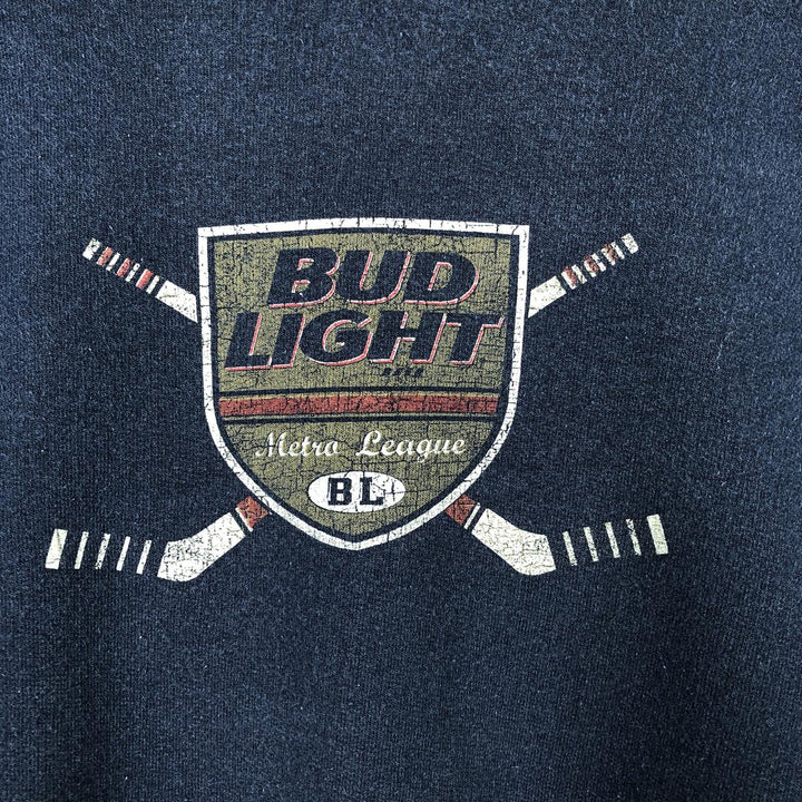 2000'S Gildan Bud Light Advertising Sweatshirt, Men's Size XL (approx.) cotton navy blue type Vintage Second Hand