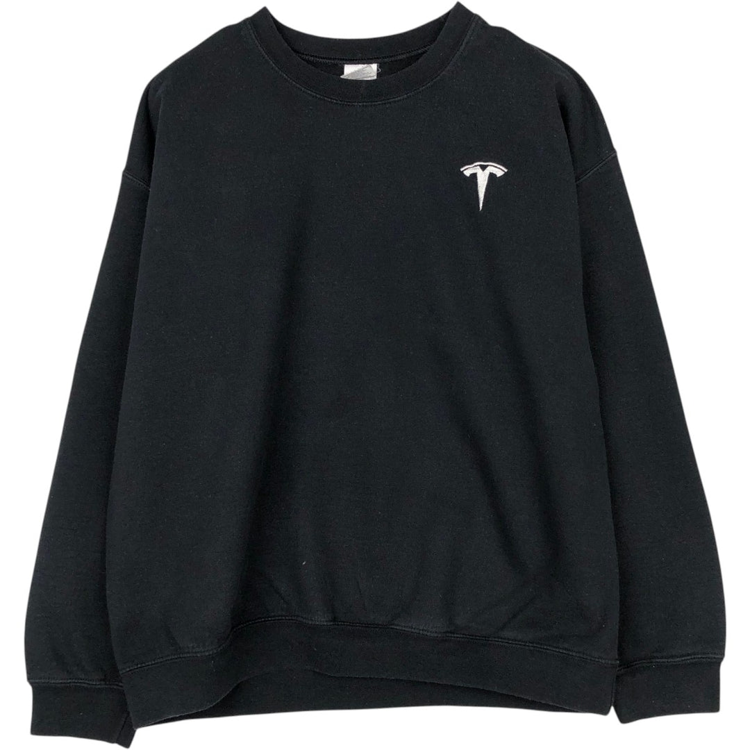 Gildan Tesla Advertising Sweatshirt (Men's Size L) cotton black type Vintage Second Hand