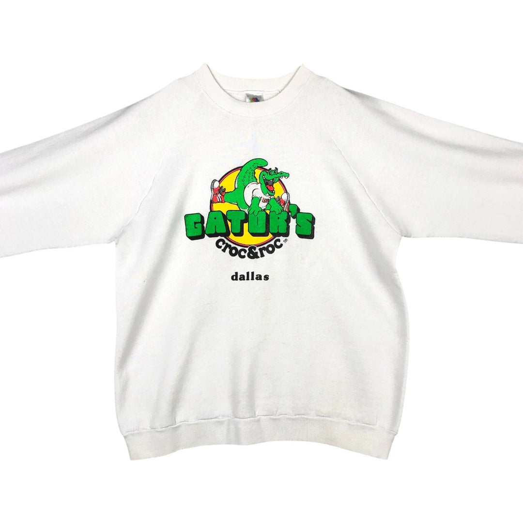 90'S Fruit of the Loom Gator's Croc & Roc advertising sweatshirt, made in USA, men's size L equivalent. cotton white type Vintage Second Hand