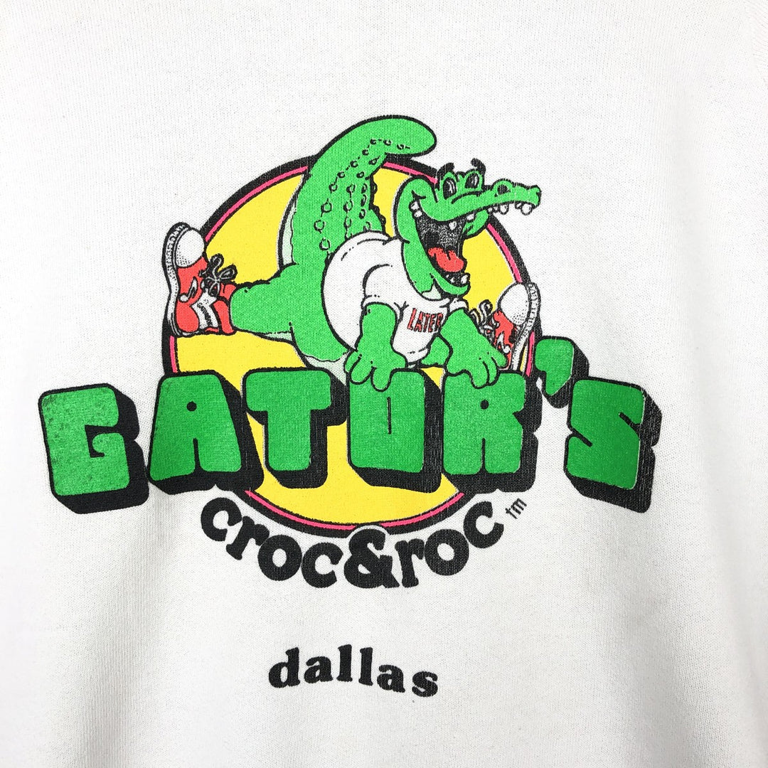 90'S Fruit of the Loom Gator's Croc & Roc advertising sweatshirt, made in USA, men's size L equivalent. cotton white type Vintage Second Hand