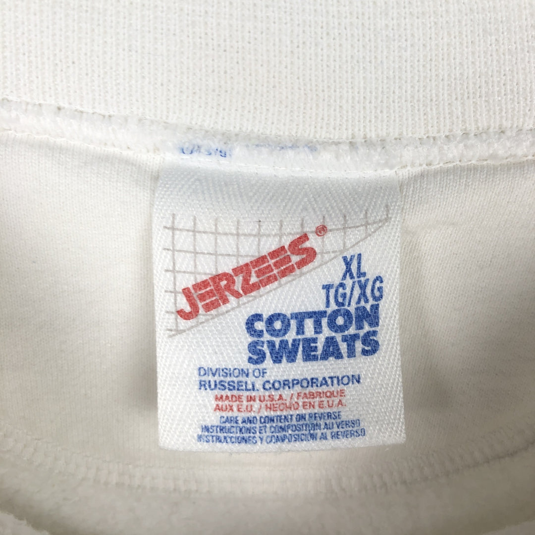 90'S JERSEYS COTTON SWEATS News Cafe Advertising Sweatshirt, Made in USA, Men's XL equivalent. cotton white type Vintage Second Hand