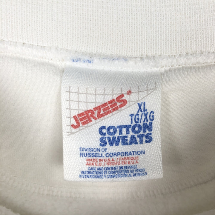 90'S JERSEYS COTTON SWEATS News Cafe Advertising Sweatshirt, Made in USA, Men's XL equivalent. cotton white type Vintage Second Hand