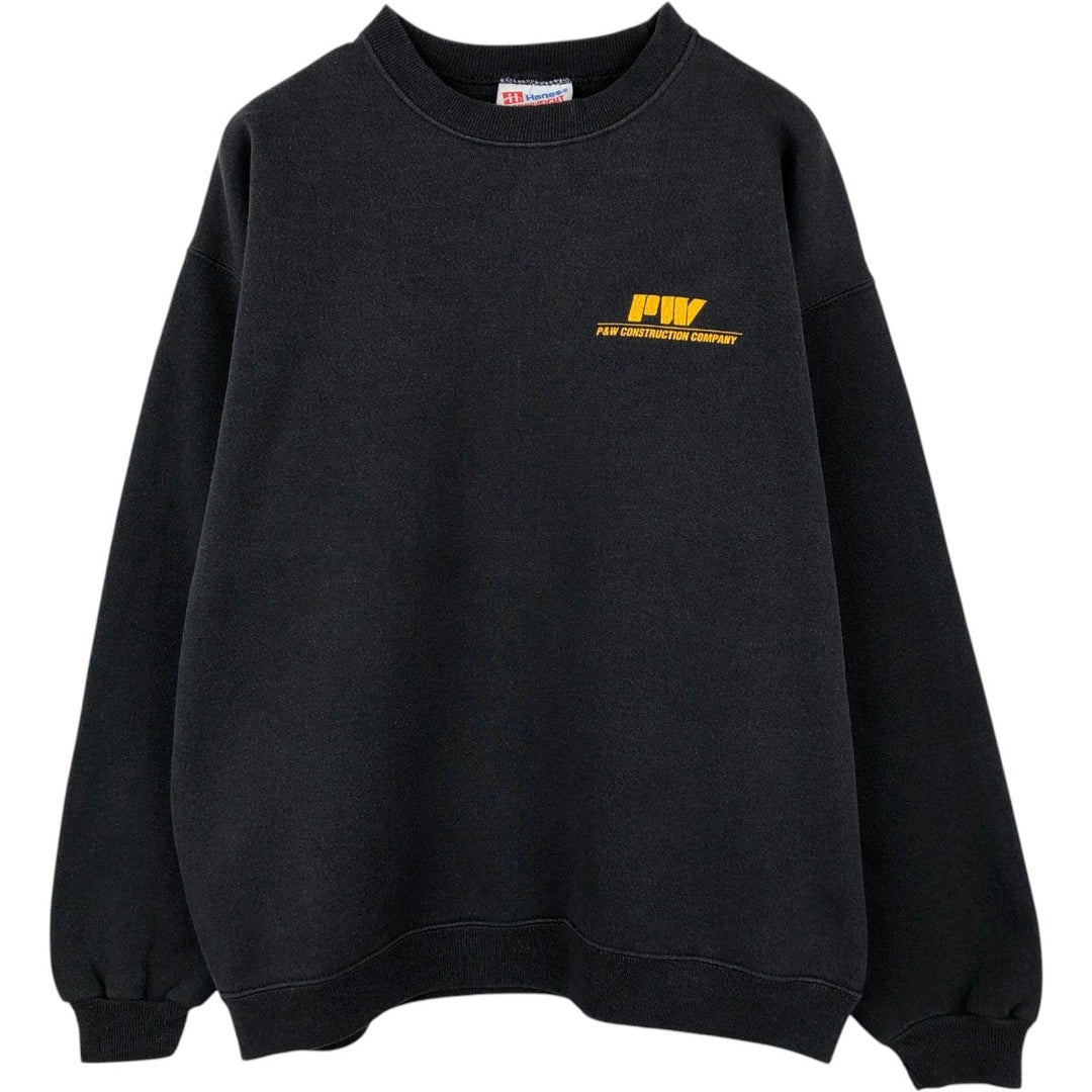 90s-00'S Hanes Heavyweight Advertising Sweatshirt, Made in USA, Men's Size L (approx.), Vintage cotton black type Vintage Second Hand