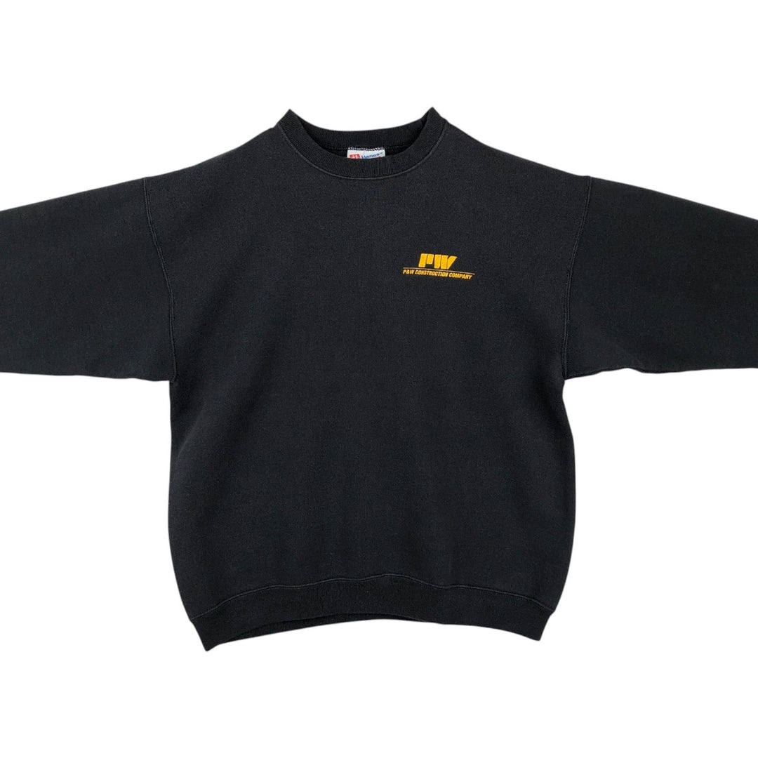 90s-00'S Hanes Heavyweight Advertising Sweatshirt, Made in USA, Men's Size L (approx.), Vintage cotton black type Vintage Second Hand