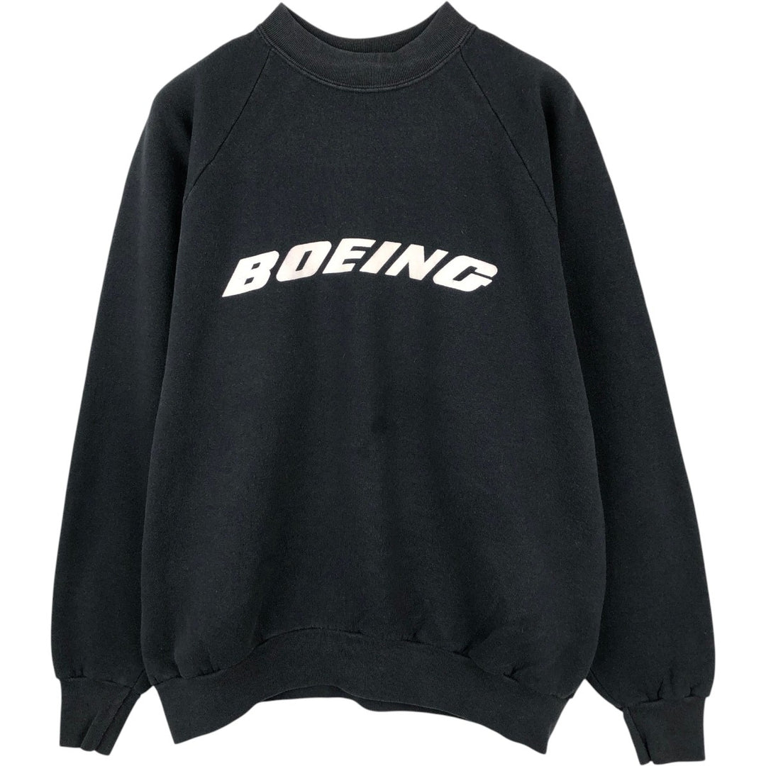 90'S Fruit of the Loom Boeing Advertising Sweatshirt, Made in Canada, Men's XL equivalent, Vintage cotton black type Vintage Second Hand