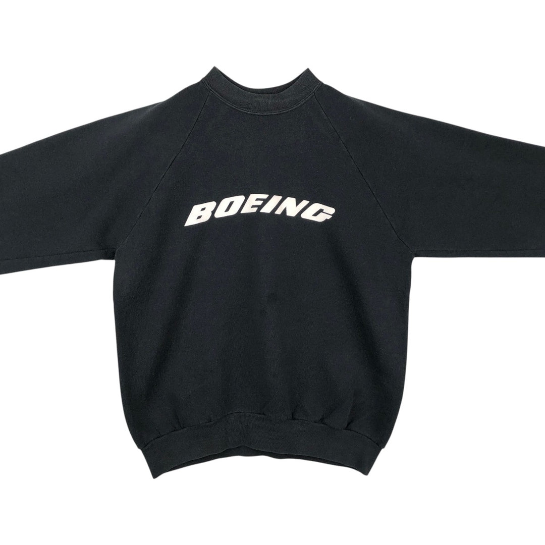 90'S Fruit of the Loom Boeing Advertising Sweatshirt, Made in Canada, Men's XL equivalent, Vintage cotton black type Vintage Second Hand