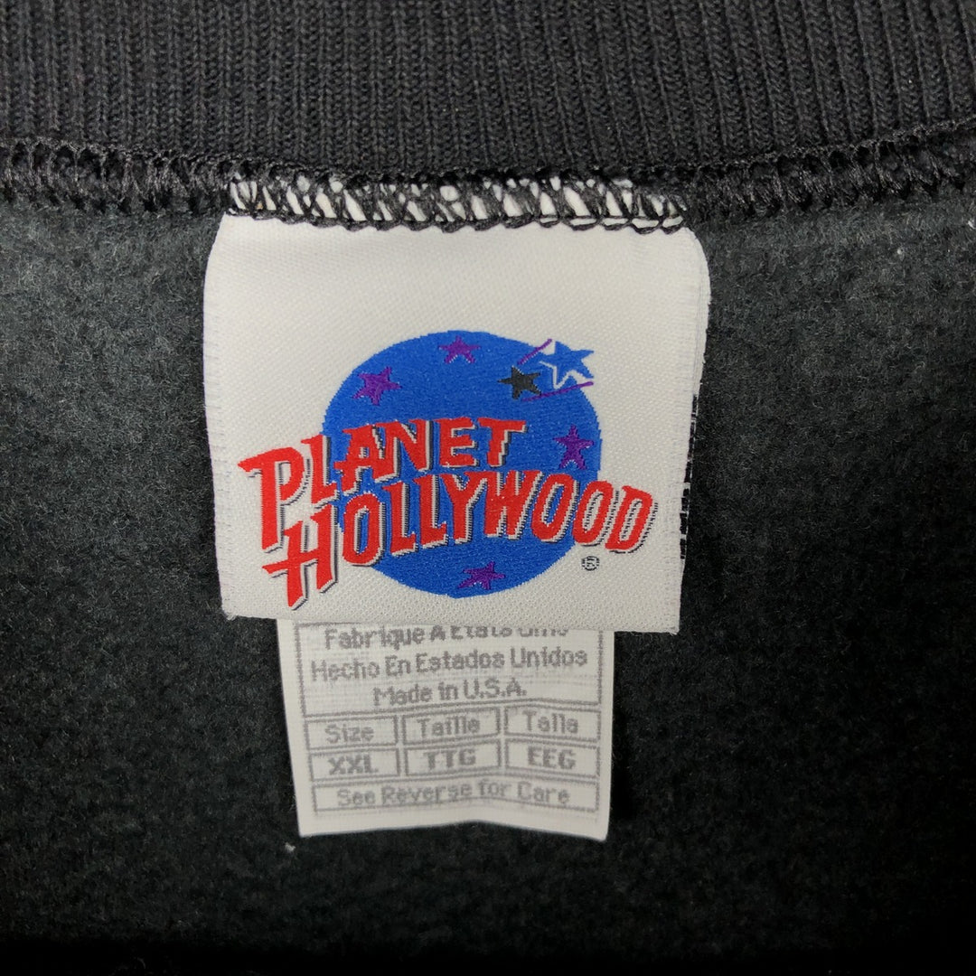 90'S Planet Hollywood Advertising Sweatshirt, Made in USA, Men's XXL, Vintage cotton black type Vintage Second Hand