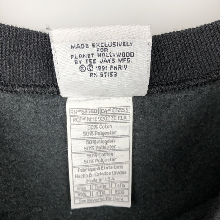 90'S Planet Hollywood Advertising Sweatshirt, Made in USA, Men's XXL, Vintage cotton black type Vintage Second Hand
