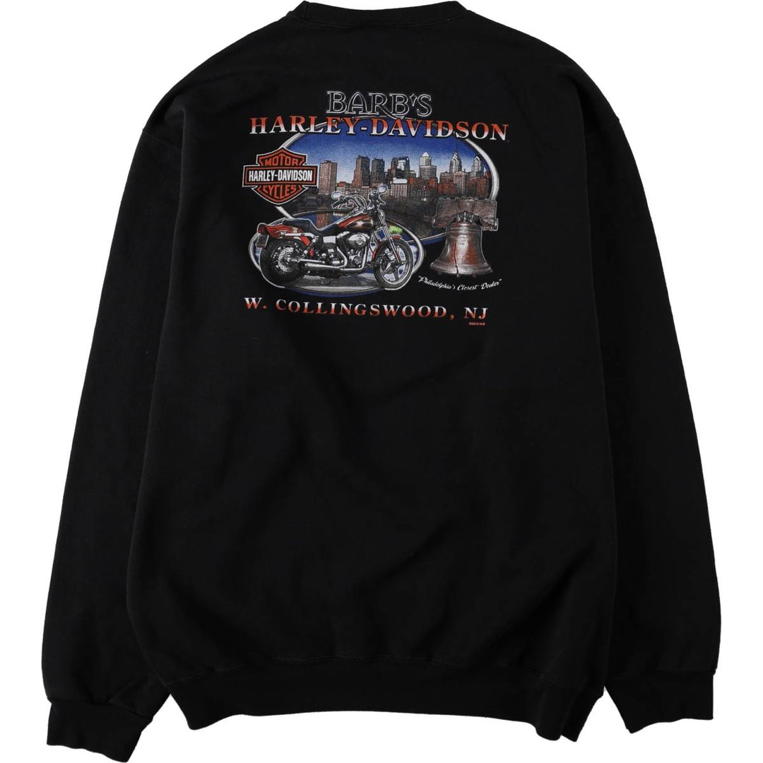 Harley-Davidson Advertising Sweatshirt (Men's Size XL) cotton black type Vintage Second Hand